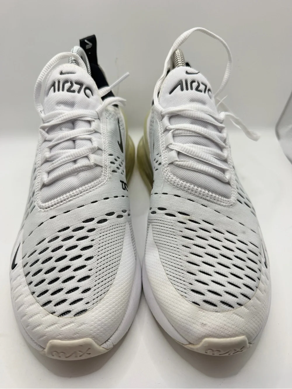 Nike White & Black Air Max 270 Sneakers with Yellowed Heel